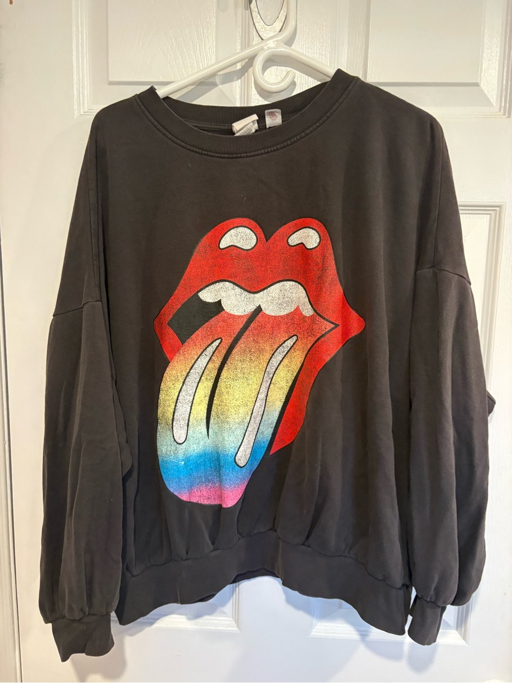 H&M Black Sweatshirt with Red Lips Graphic